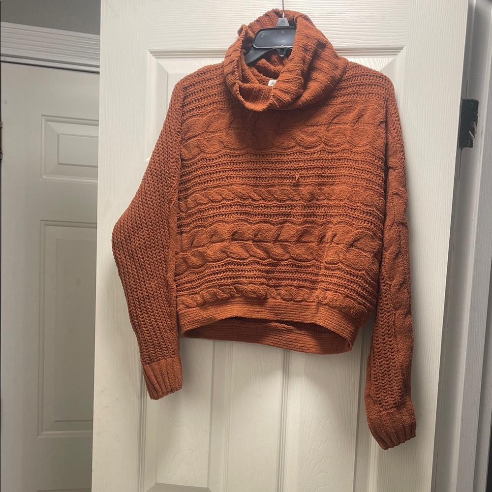 Derek Heart Rust Cable Knit Turtleneck Sweater